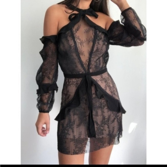 For Love And Lemons Black Margot Lace Mini Dress Size M - Picture 7 of 8